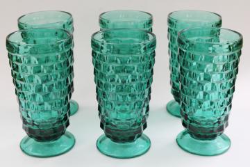 catalog photo of Colony Whitehall teal green drinking glasses, big tall tumblers American cube pattern