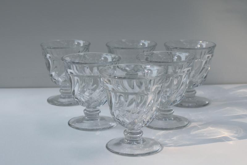 photo of Colony pattern Fostoria crystal clear pressed glass cocktail glasses, vintage stemware #1