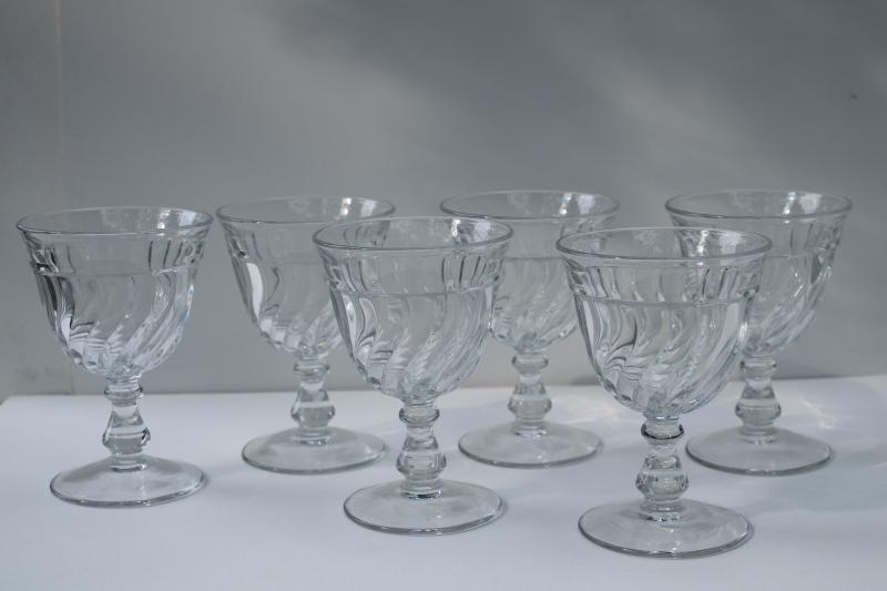 photo of Colony pattern vintage Fostoria crystal clear pressed glass water glasses or wine goblets #1