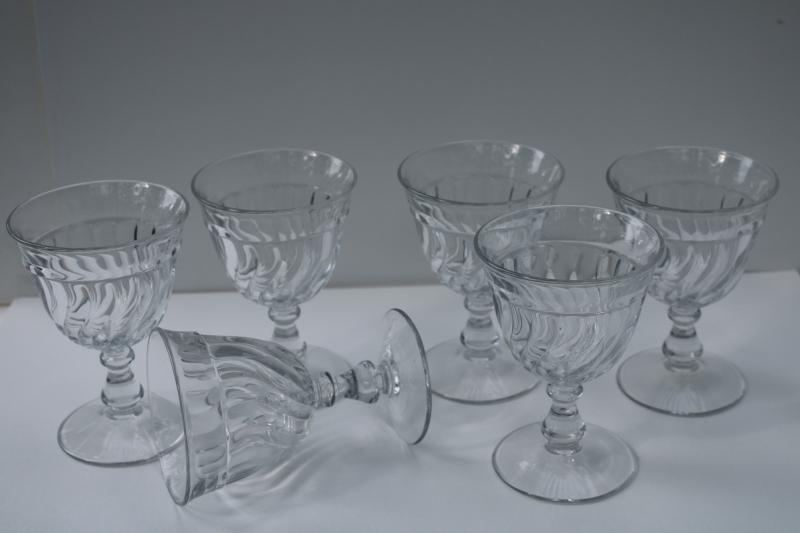 photo of Colony pattern vintage Fostoria crystal clear pressed glass water glasses or wine goblets #2