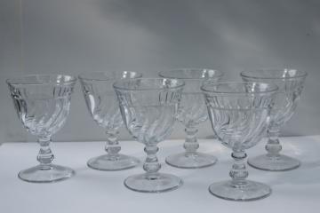catalog photo of Colony pattern vintage Fostoria crystal clear pressed glass water glasses or wine goblets