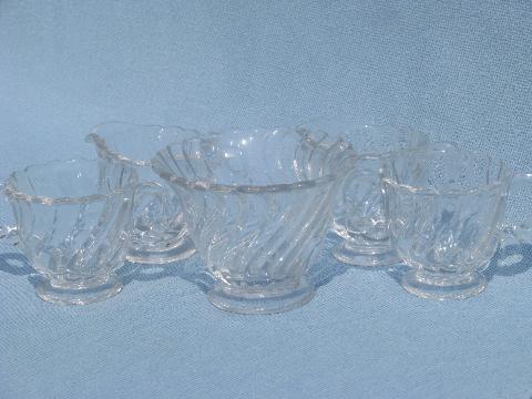 photo of Colony vintage Fostoria glass mayo or sauce bowl, creamer & sugar sets #1