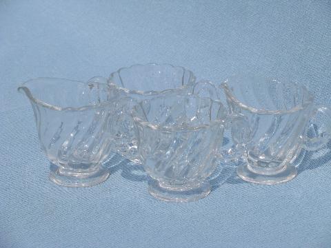 photo of Colony vintage Fostoria glass mayo or sauce bowl, creamer & sugar sets #4