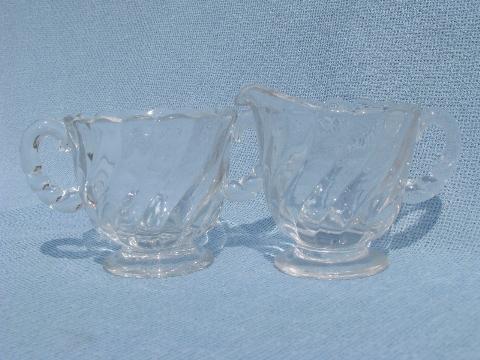 photo of Colony vintage Fostoria glass mayo or sauce bowl, creamer & sugar sets #5