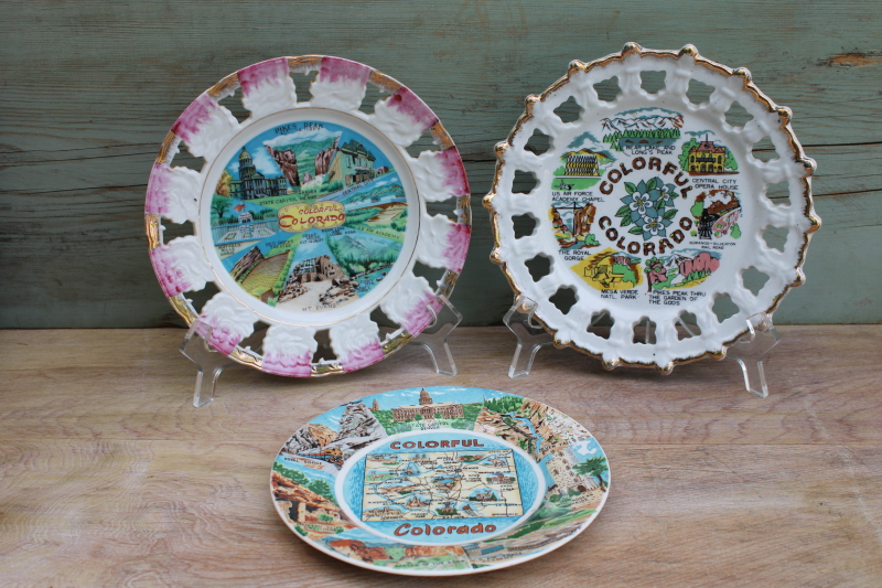 photo of Colorful Colorado, mid-century vintage state souvenir plates road trip vacation travel #1