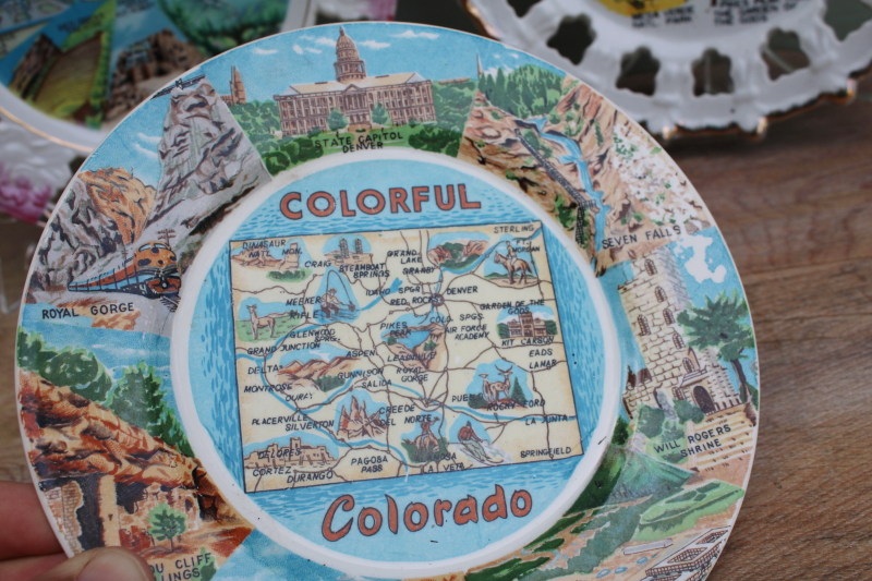 photo of Colorful Colorado, mid-century vintage state souvenir plates road trip vacation travel #2