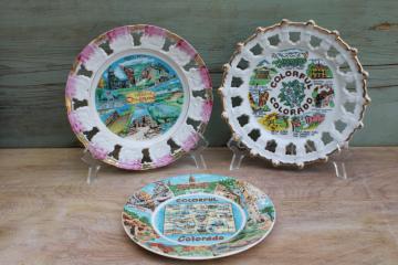 Colorful Colorado, mid-century vintage state souvenir plates road trip vacation travel