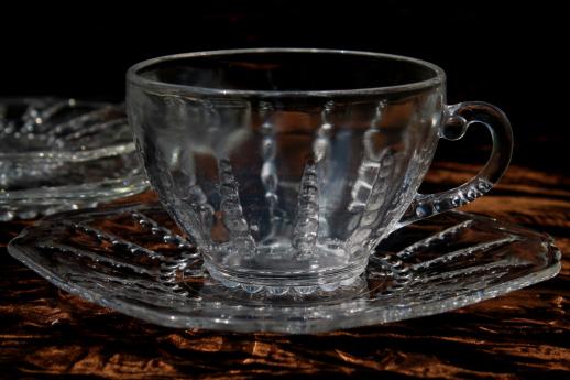 photo of Columbia bubble pattern vintage Federal depression glass dishes set for 4 #6