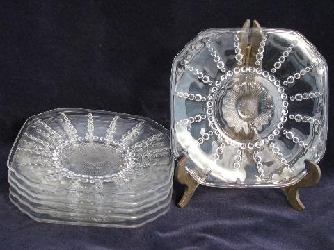 photo of Columbia bubble pattern vintage Federal depression glass plates, set of 6 #1