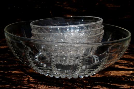 photo of Columbia bubble pattern vintage Federal depression glass salad or berry bowls set #2