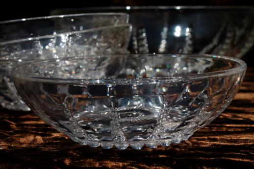 photo of Columbia bubble pattern vintage Federal depression glass salad or berry bowls set #3