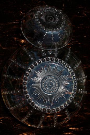 photo of Columbia bubble pattern vintage Federal depression glass salad or berry bowls set #5