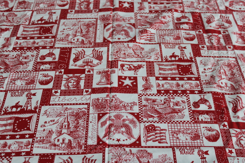 photo of Concord House quilting weight cotton fabric, barn red on ivory folk art America #1