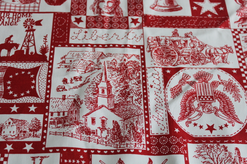 photo of Concord House quilting weight cotton fabric, barn red on ivory folk art America #2