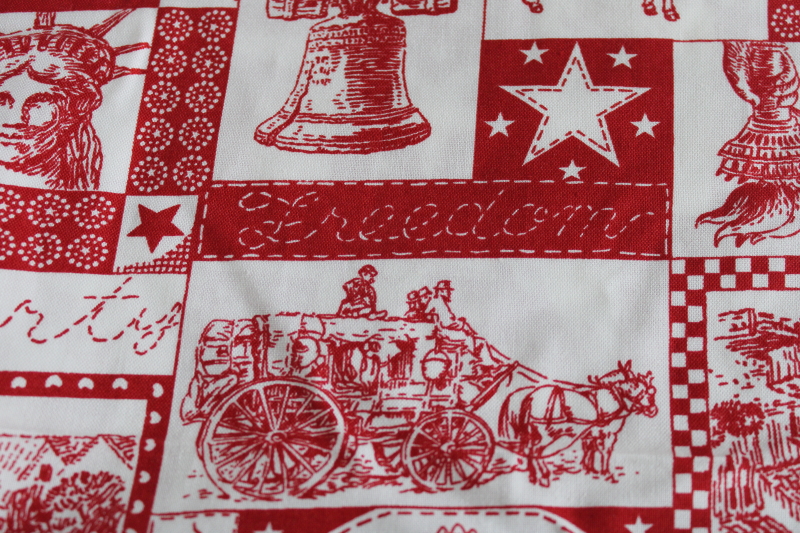 photo of Concord House quilting weight cotton fabric, barn red on ivory folk art America #5