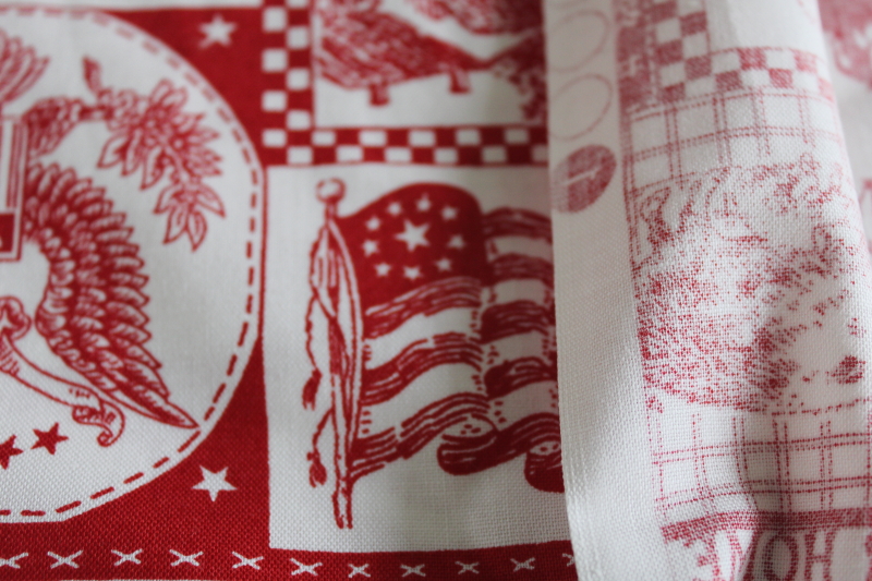 photo of Concord House quilting weight cotton fabric, barn red on ivory folk art America #6