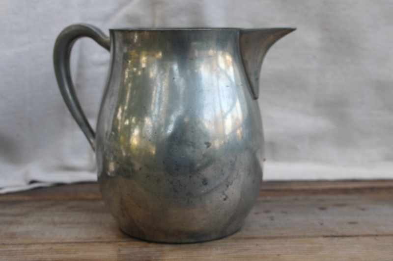 photo of Concord pewter pitcher, 20th century vintage, early American colonial style  #5