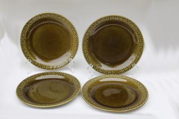 catalog photo of Connemara Celtic brown glaze vintage Irish pottery salad plates Ireland