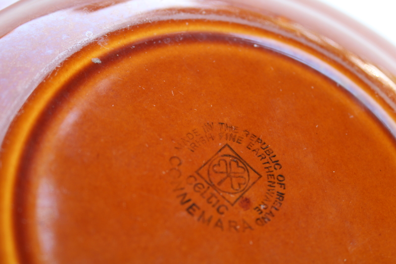 photo of Connemara Celtic mod vintage pottery made in Ireland, set of four salad plates brown glaze #4