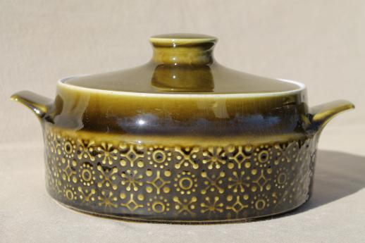 photo of Connemara Celtic vintage Irish Erin green pottery covered bowl serving dish #1