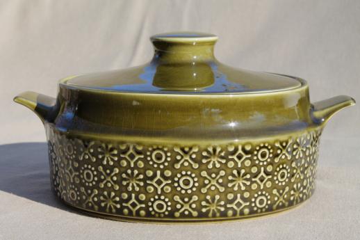 photo of Connemara Celtic vintage Irish Erin green pottery covered bowl serving dish #1