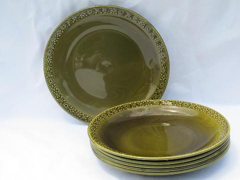 photo of Connemara Celtic vintage Irish Erin green pottery dinner plates Ireland #1