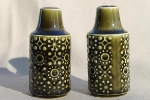 photo of Connemara Celtic vintage Irish Erin green pottery dinnerware, S&P set salt & pepper shakers #2