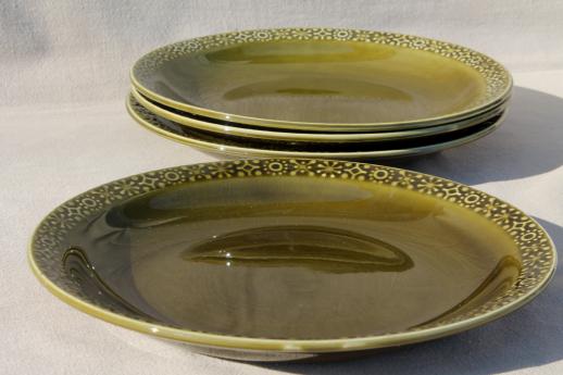 photo of Connemara Celtic vintage Irish Erin green pottery dinnerware, dinner plates set  #3
