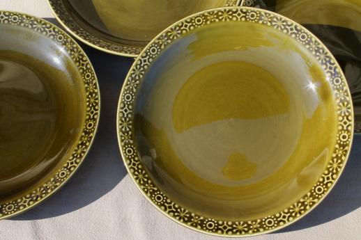 photo of Connemara Celtic vintage Irish Erin green pottery dinnerware, dinner plates set  #4