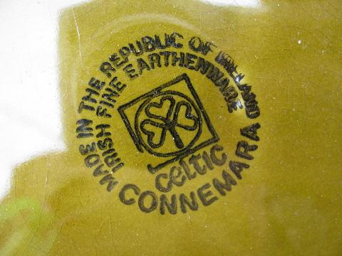 photo of Connemara Celtic vintage Irish Erin green pottery platter, Ireland #3