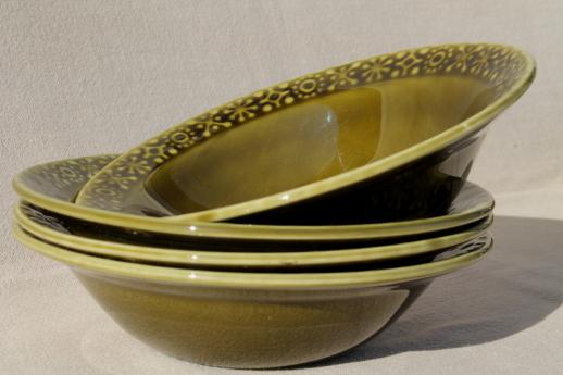 photo of Connemara Celtic vintage Irish Erin green pottery soup or cereal bowls #1