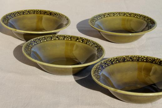 photo of Connemara Celtic vintage Irish Erin green pottery soup or cereal bowls #2