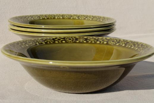 photo of Connemara Celtic vintage Irish Erin green pottery soup or cereal bowls #3