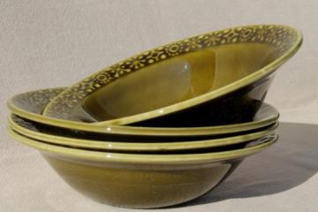 catalog photo of Connemara Celtic vintage Irish Erin green pottery soup or cereal bowls