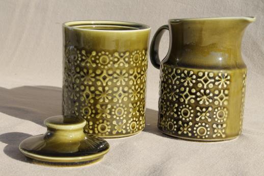 photo of Connemara Celtic vintage Irish Erin green shamrock pottery coffee pot set, made in Ireland #7