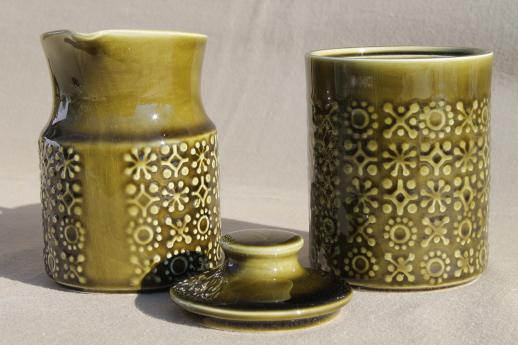 photo of Connemara Celtic vintage Irish Erin green shamrock pottery cream & sugar set, made in Ireland #4