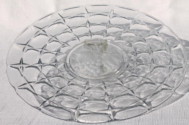 photo of Constellation frosted grape intaglio sandwich tray or cake plate, vintage Indiana glass #1