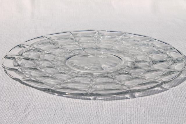 photo of Constellation frosted grape intaglio sandwich tray or cake plate, vintage Indiana glass #2