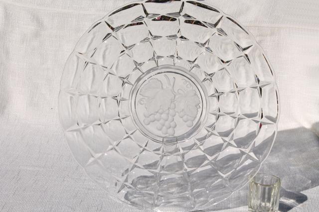 photo of Constellation frosted grape intaglio sandwich tray or cake plate, vintage Indiana glass #4