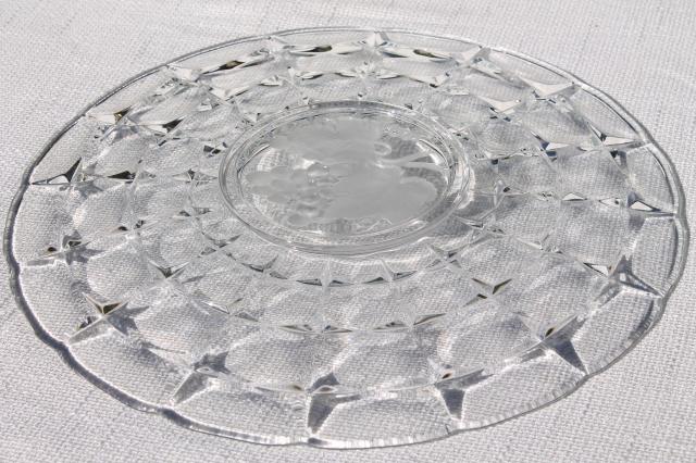 photo of Constellation frosted grape intaglio sandwich tray or cake plate, vintage Indiana glass #5