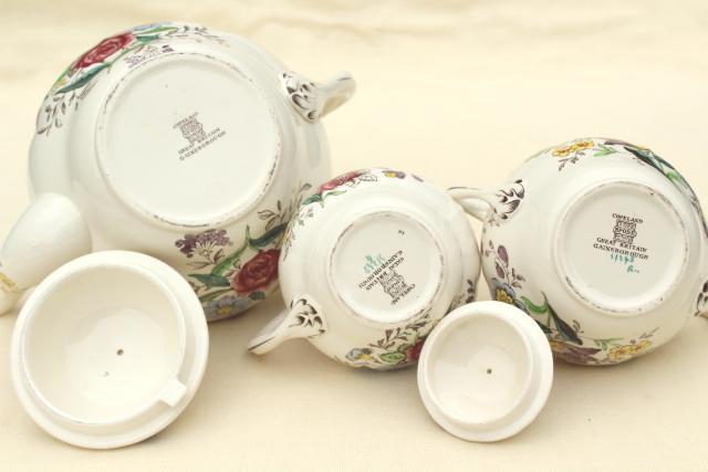 photo of Copeland Spode Gainsborough vintage china tea set, teapot, cream & sugar #2