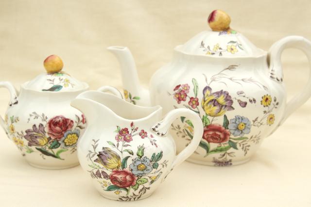 photo of Copeland Spode Gainsborough vintage china tea set, teapot, cream & sugar #4