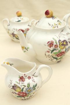 catalog photo of Copeland Spode Gainsborough vintage china tea set, teapot, cream & sugar