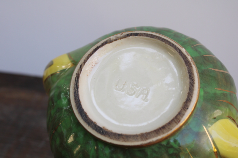 photo of Corn King vintage Shawnee pottery teapot, gold trim corn ware majolica style ceramic USA  #11