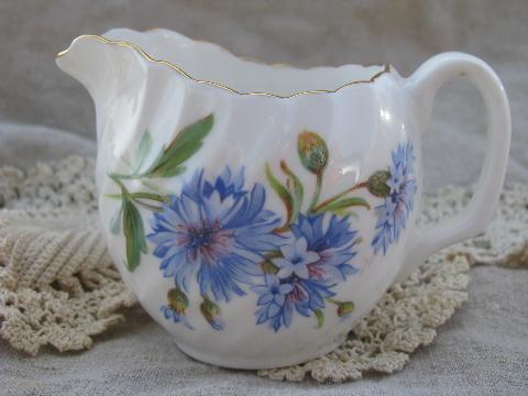 photo of Cornflower pattern vintage mini cream and sugar set, Adderley - England #4