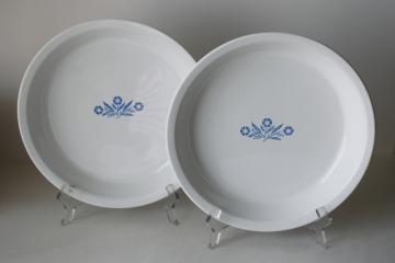 catalog photo of Corningware blue cornflower pattern pie pans, vintage pie plates in excellent condition 