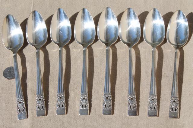 photo of Coronation vintage Oneida Community silver plate flatware set in wood chest silverware box #16