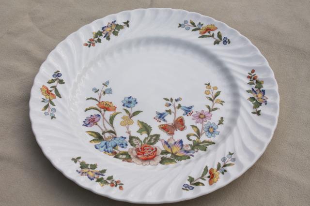 photo of Cottage Garden English Aynsley bone china, butterflies & flowers vintage dishes set for 4 #8