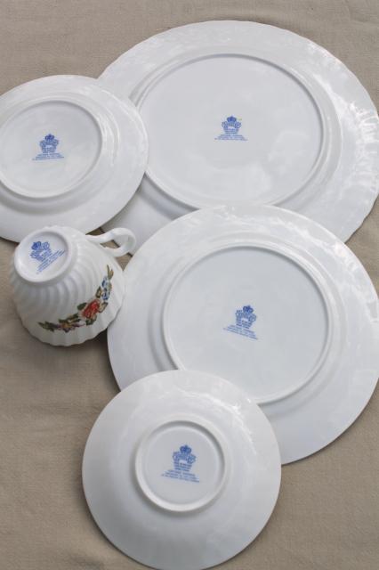 photo of Cottage Garden English Aynsley bone china, butterflies & flowers vintage dishes set for 4 #10