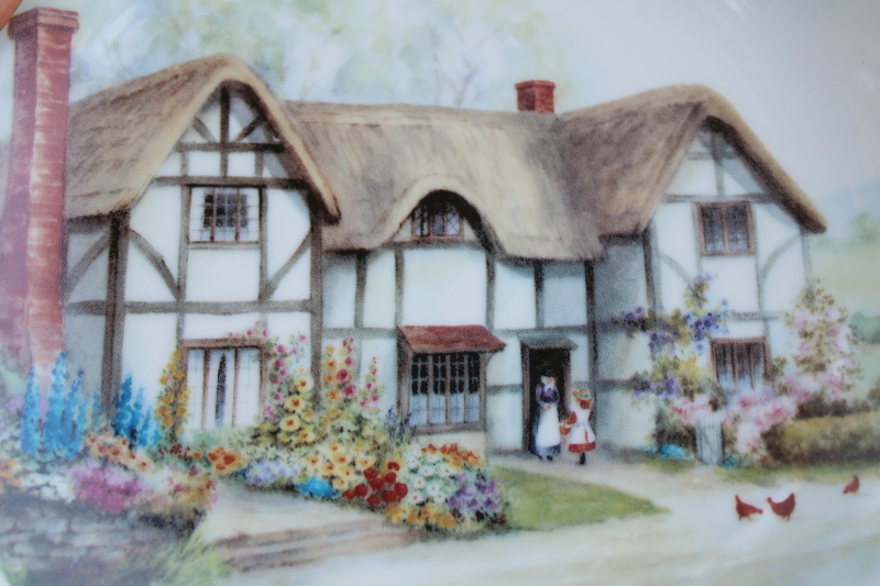 photo of Cottages of Rural England trio of vintage china plates English cottage scenes  #7